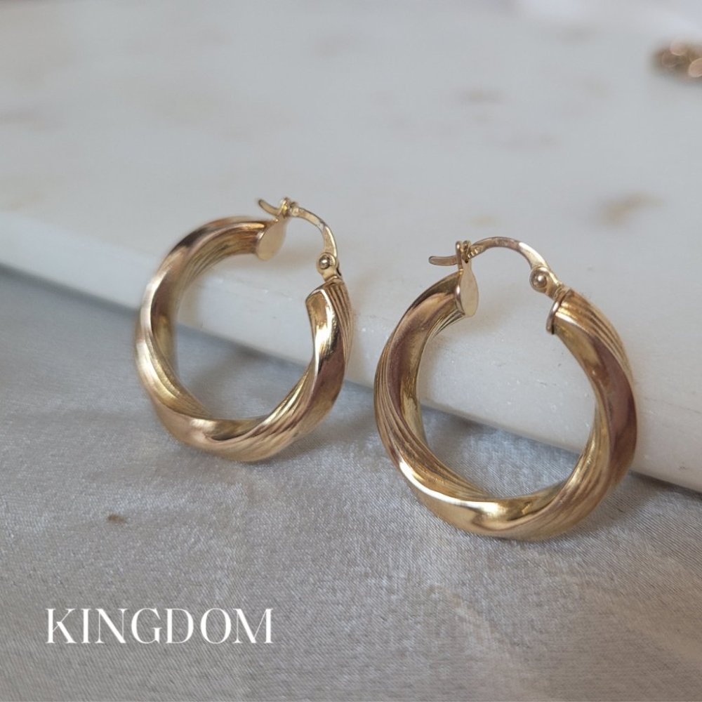 Twist Edged Hoop Earrings